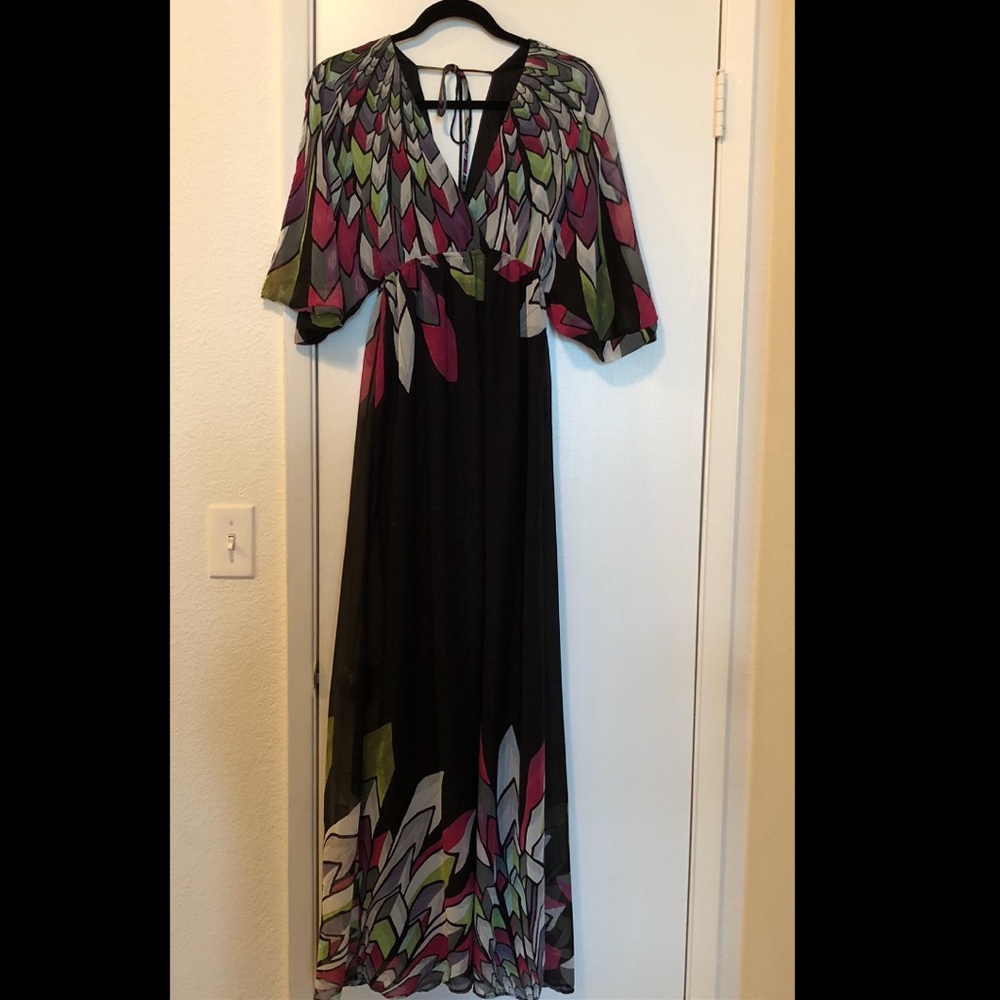 Floral Color Block Pattern Maxi